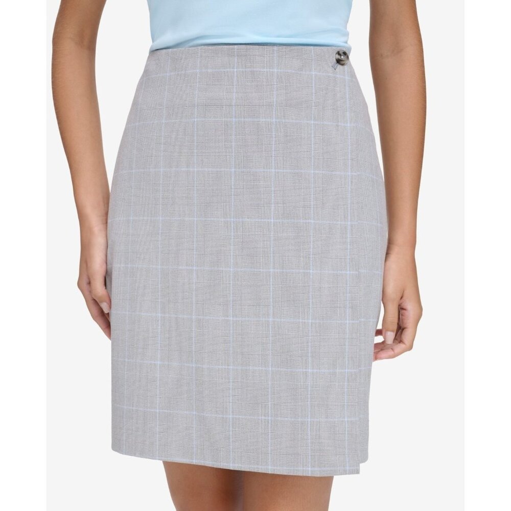 Calvin Klein Women's Plaid Pencil Skirt Gray Size 12 MSRP $79